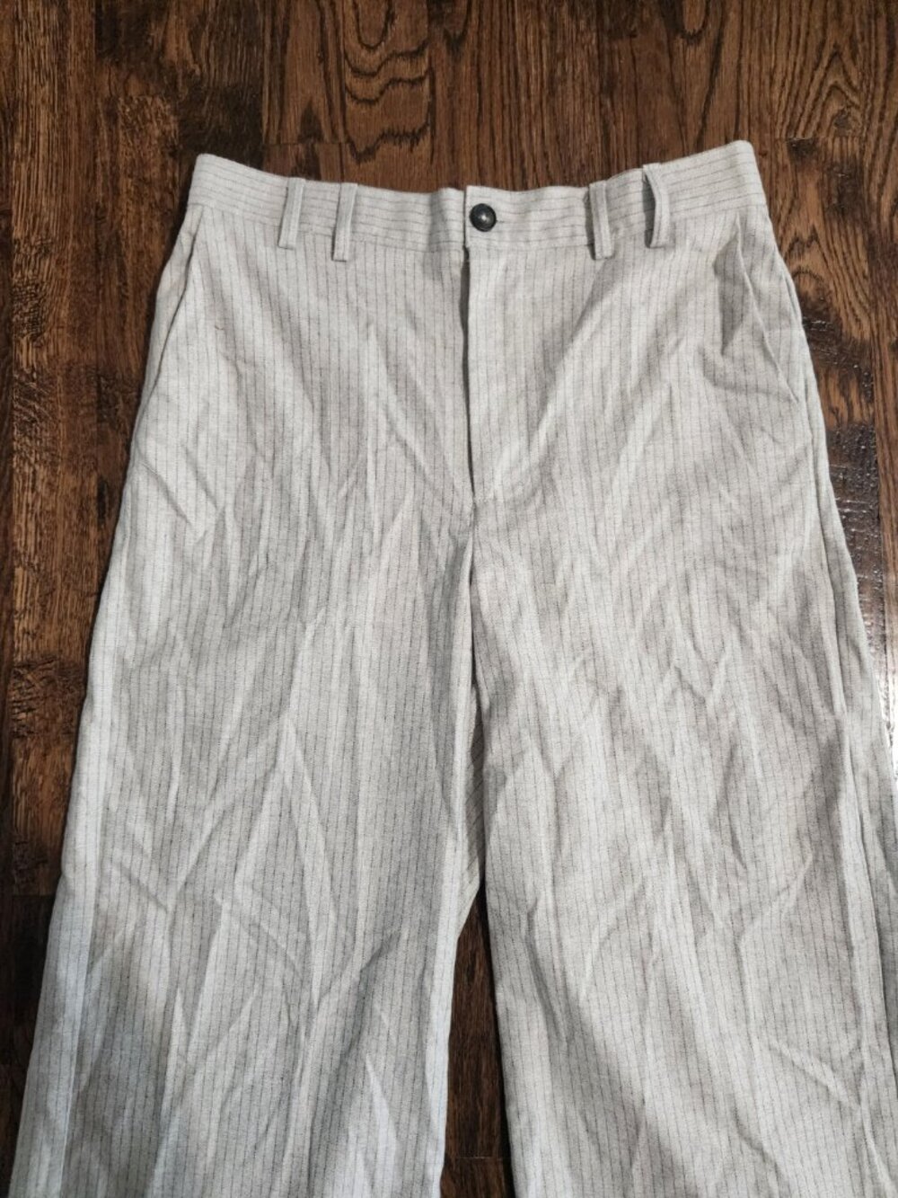 Z Supply Evette Pinstripe Pant in Sea Salt Light Grey size medium - Picture 2 of 8